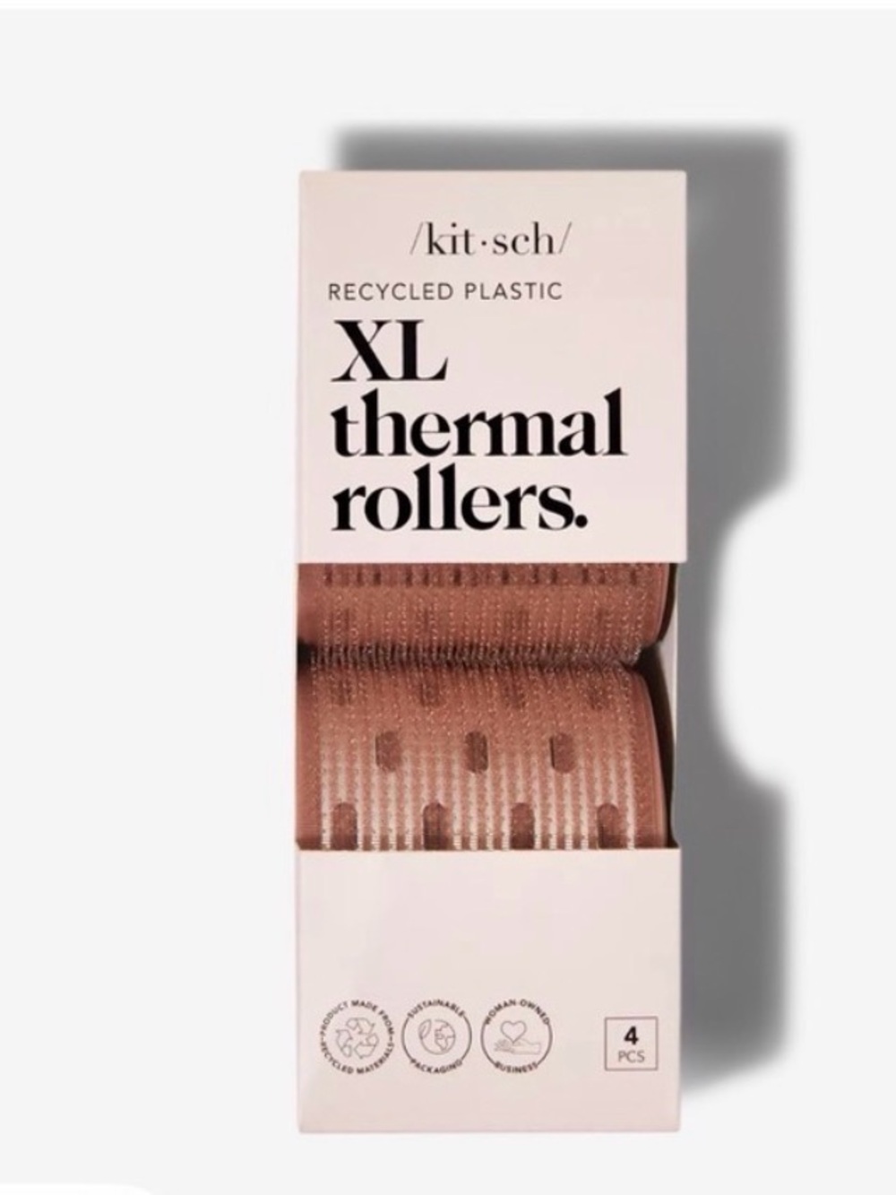 Kitsch XL Thermal Hair Rollers - Set of 2 - Packs of 4 (8 Rollers Total) - Mauve
